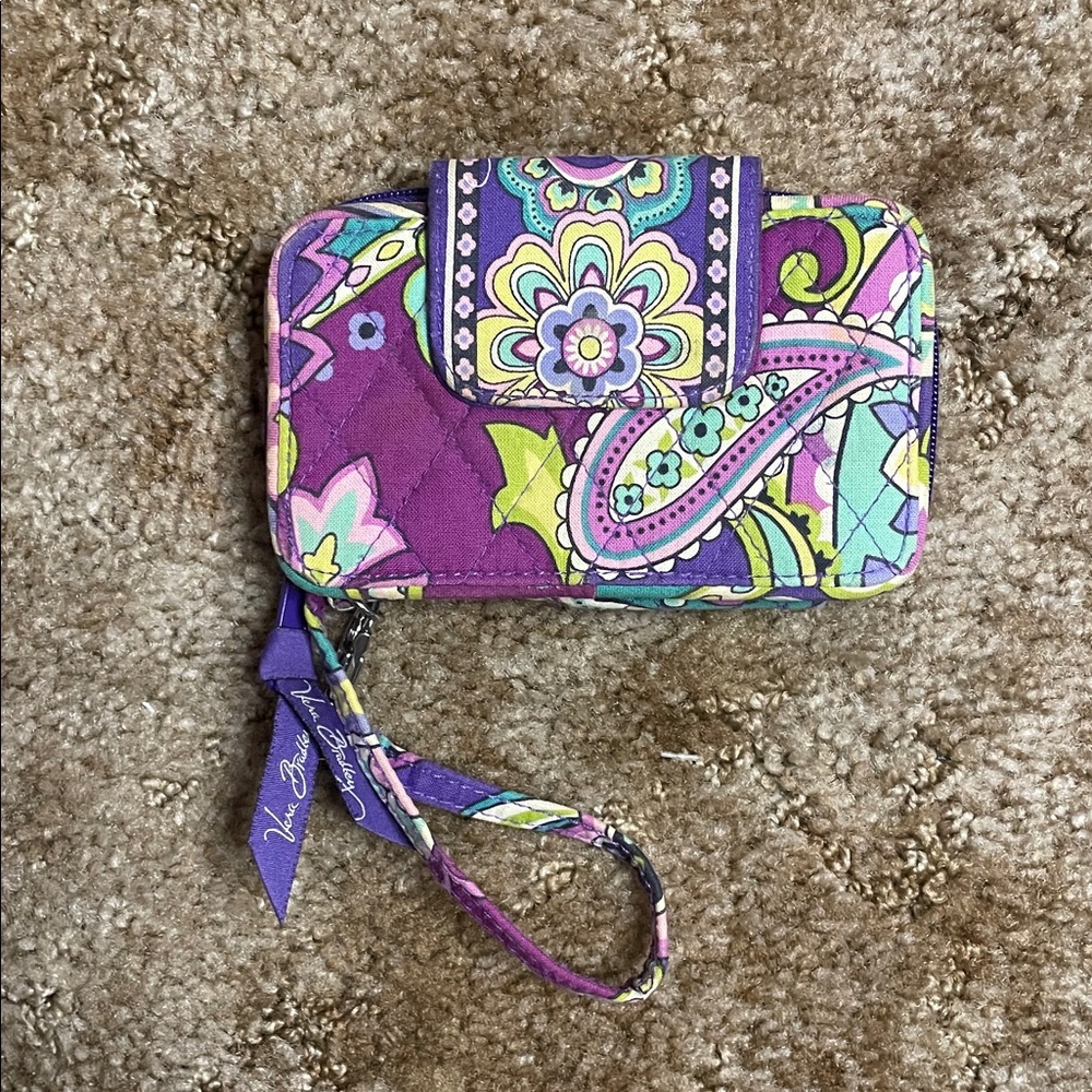 Vera Bradley Purple ID Holder Wallet Wristlet - Picture 3 of 6